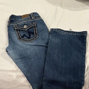YMI Jeans Classic Boot Women's Blue Denim Jeans with Embroidered Back Pocket